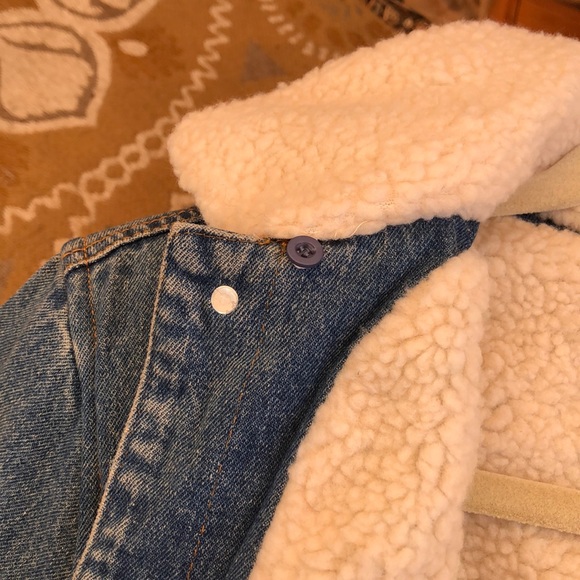 Embroidered Denim Sherpa Lined Jacket - Picture 6 of 6